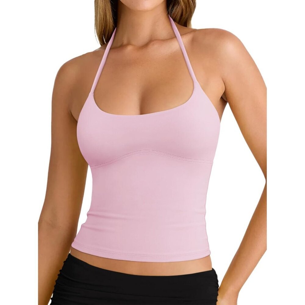 Women's Tank Top Pink Backless Halter Neck Camisole Trendy Y2k Summer Comfort